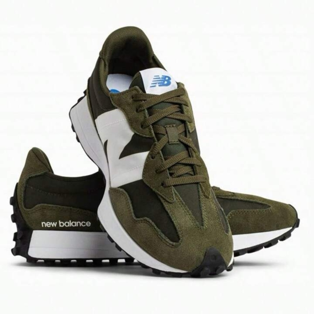 New Balance Forest Green and White Sneakers